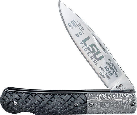 Hen & Rooster Folding Knife Lockback Black Aluminum Stainless Clip Pt LSU19HR016