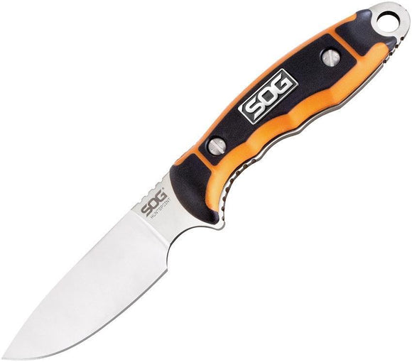 SOG Huntspoint Skinning Stainless Fixed Blade Black Orange Handle Knife