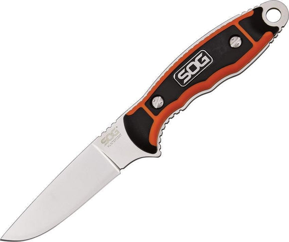 SOG Huntspoint Boning Satin Fixed Blade Orange & Black Handle Knife