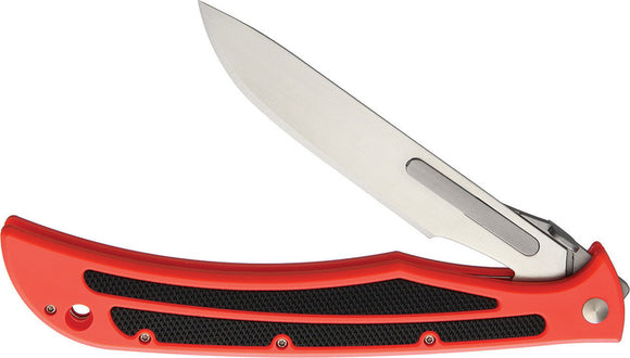 Havalon Baracuta Blaze Orange Folding Pocket Knife w/ Belt Sheath 11522