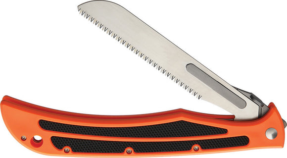Havalon Baracuta Blaze Orange Folding Pocket Knife w/ 2 Saw Blade/Sheath 11523