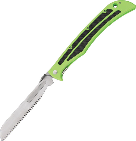 Havalon Baracuta Bone Green Folding Pocket Knife w/ 2 Saw Blade/Sheath 115BZSWGX