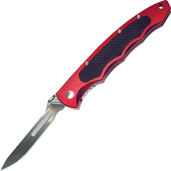 Havalon Piranta-Torch Red Aluminum Folding Pocket Knife 60ATBR