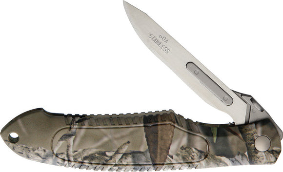 Havalon Piranta Predator Camo Folding Pocket Knife w/ Belt Sheath 70203