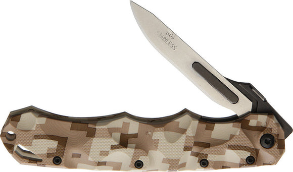 Havalon Piranta Stag Desert Camo Folding Pocket Knife 70229