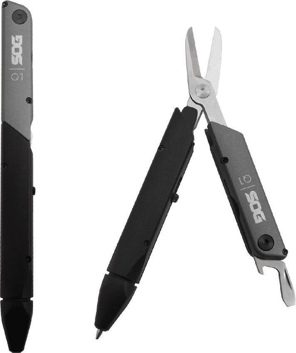 SOG Baton Q1 Black Aluminum Handles Screwdriver Scissors Pen Multi-Tool