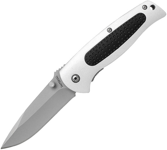 Imperial Schrade Black Aluminum Silver & Black Linerlock Folding Pocket Knife 100mcp