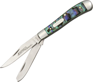 Schrade Small Trapper Knife Imperial Purple Abalone Pocket Folder Ladies - 19PRT