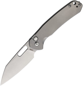 CJRB Pyrite Button Lock Gray Titanium Folding AR-RPM9 Wharncliffe Pocket Knife 1925ATI