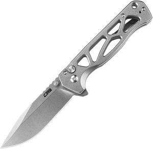 CJRB Chord Button Lock Gray Skeletonized Folding AR-RPM9 Pocket Knife 1927ST