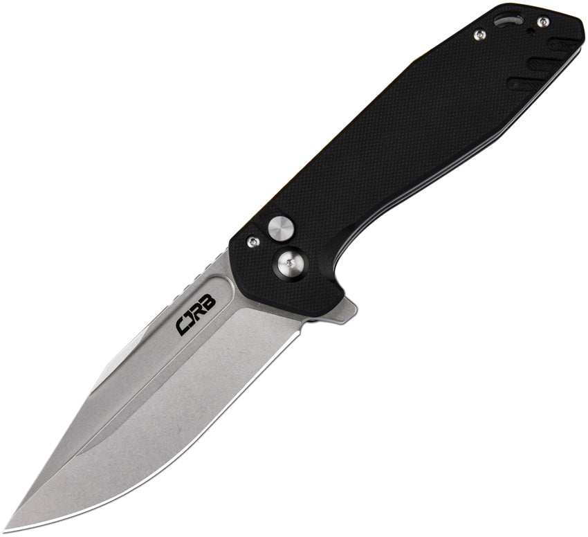 Cjrb Riff Button Lock Black G10 Folding Stonewash Ar-rpm9 Pocket Knife 