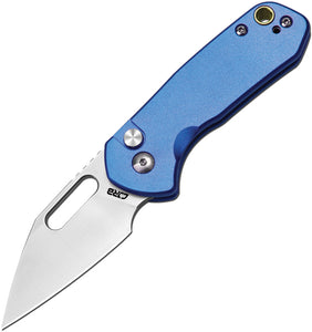 CJRB Mini Pyrite Button Lock Blue Aluminium Folding AR-RPM9 Pocket Knife 1933BU