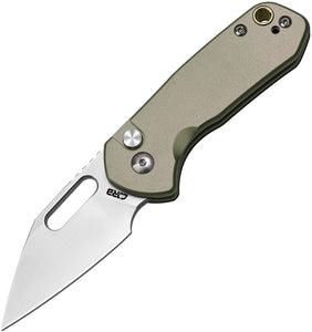 CJRB Mini Pyrite Button Lock Green Aluminium Folding AR-RPM9 Pocket Knife 1933GN