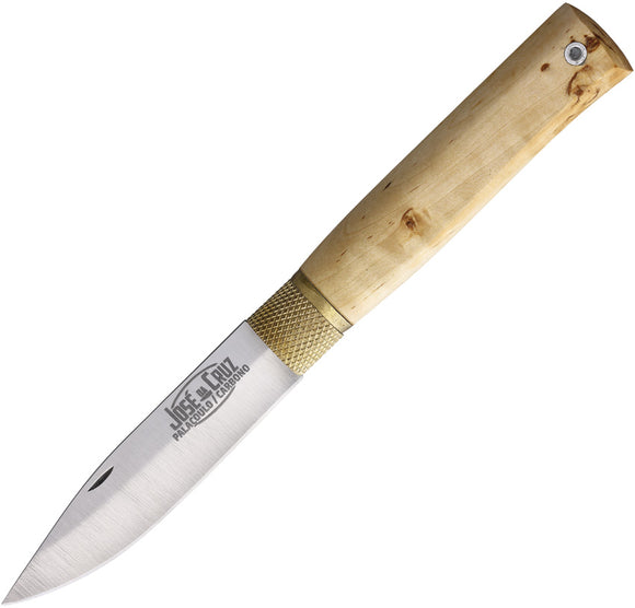 JOSE DA CRUZ Large Ring Lock Birch Wood Folding Clip Point Pocket Knife M85020