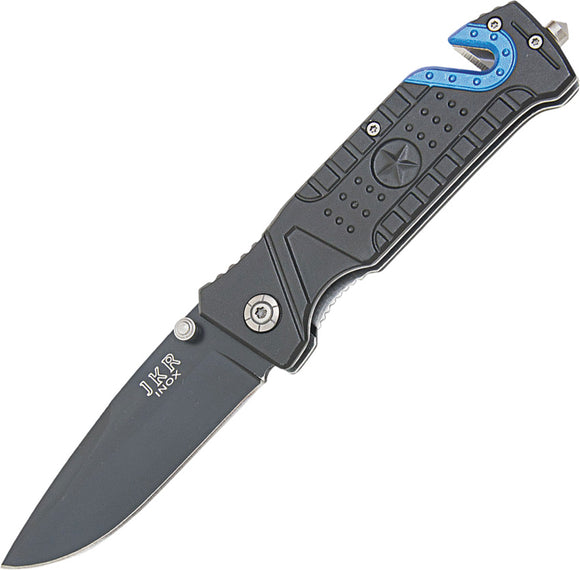 Joker Rescue Linerlock Blue & Black Aluminum Glass Breaker Folding Knife R372