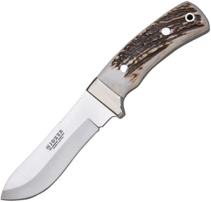 Joker 9.25" Stag Bone Vanadium Steel Fixed Blade Knife w/ Belt Sheath RCC49