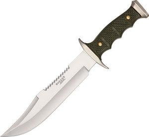 Joker Green Satin Sawback 4116 Large Fixed Blade Bowie Knife with Sheath