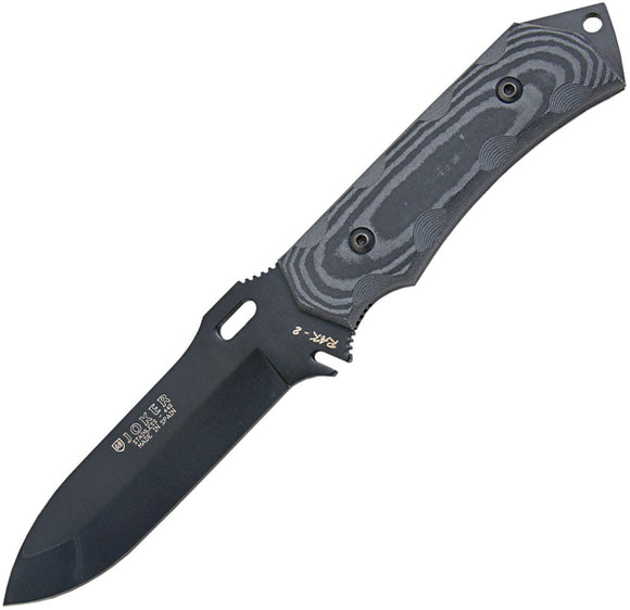 Joker Black Micarta Glass Breaker Fixed Blade Knife w/ Magnesium Rod RCM83N01