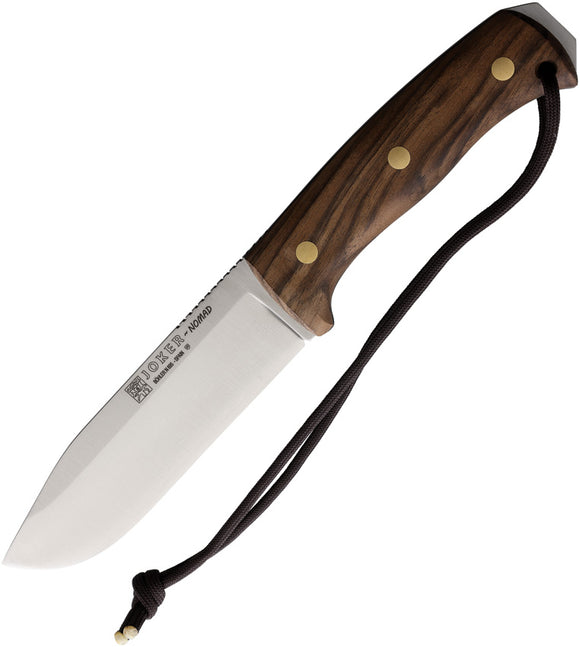 Joker Nomad Walnut Bohler N695 Stainless Fixed Blade Knife w/ Belt Sheath CN125