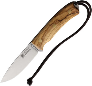 Joker Bushcrafter Olive Wood Bohler N695 Fixed Blade Knife w/ Belt Sheath CO120
