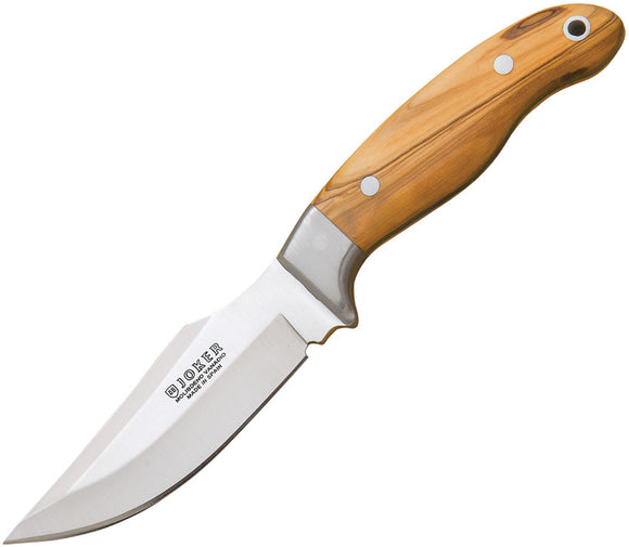 Joker Hunting Olive Wood Satin Vanadium Steel Clip Pt Fixed Blade Knife RCO40