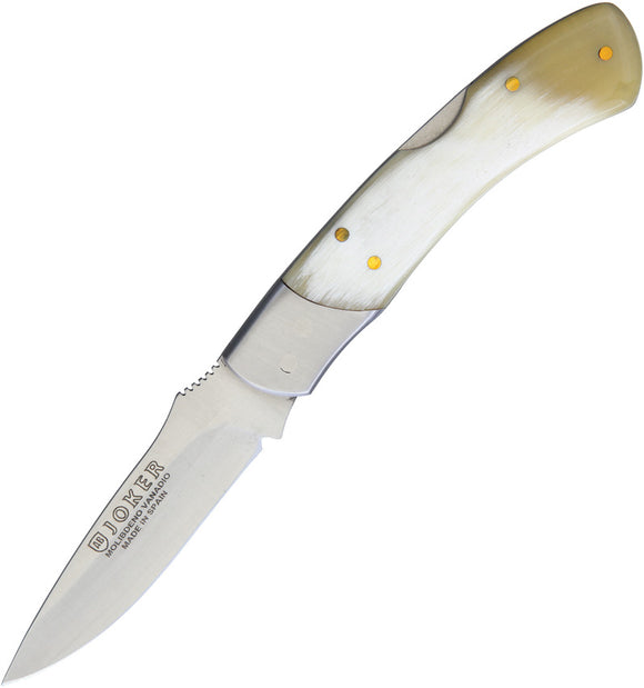 Joker Lockback Satin Vanadium Steel Drop Pt Horn Handle Folding Knife RNA45