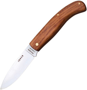 Joker Pen Pocket Brown Wood Handle Satin Finish Carbon Steel Folding Knife RNB76