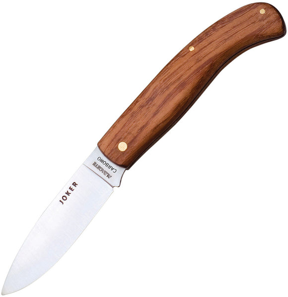 Joker Pen Pocket Brown Wood Handle Satin Finish Carbon Steel Folding Knife RNB76