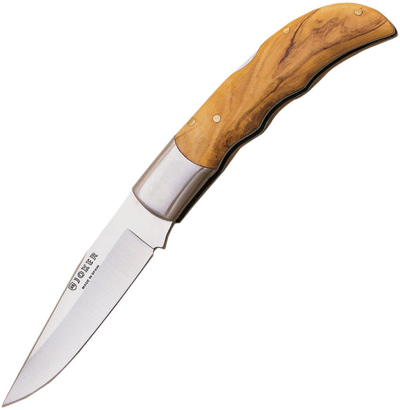 Joker Lockback Olive Wood Satin 440 Stainless Clip Pt Folding Knife RNO08