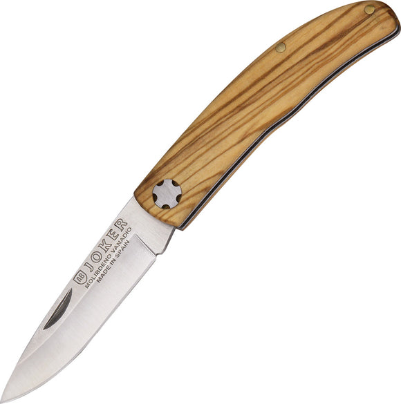 Joker Sport Slip Joint Olive Wood Satin Vanadium Steel Folding Knife RNO112