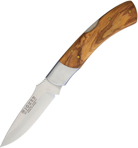 Joker 8" Lockback Olive Wood Satin Vanadium Steel Drop Pt Folding Knife RNO46