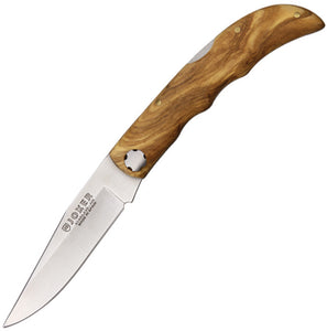 Joker Lockback Olive Wood Satin Vanadium Steel Drop Pt Folding Knife RNO68