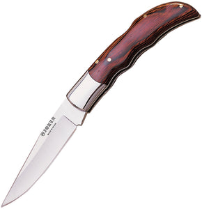 Joker Lockback Grooved Pakkawood Handle Satin 440 Steel Stainless Clip Point Folding Knife