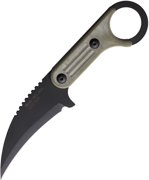 Jason Perry Blade Works Fixed Blade Knife Tactical Karambit OD Green 1095HC Steel 902GODG