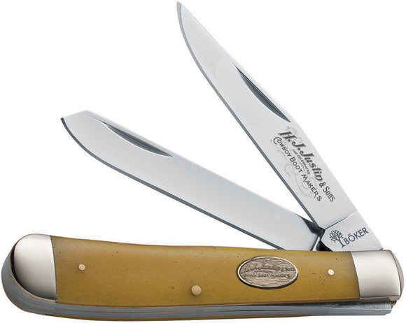 Justin Trapper Yellow Bone Handle Stainless Steel Clip Point Knife 110731JU