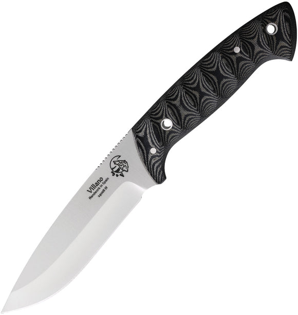 J&V Adventure Knives Villano Black Micarta Stainless Fixed Blade Knife 1174M