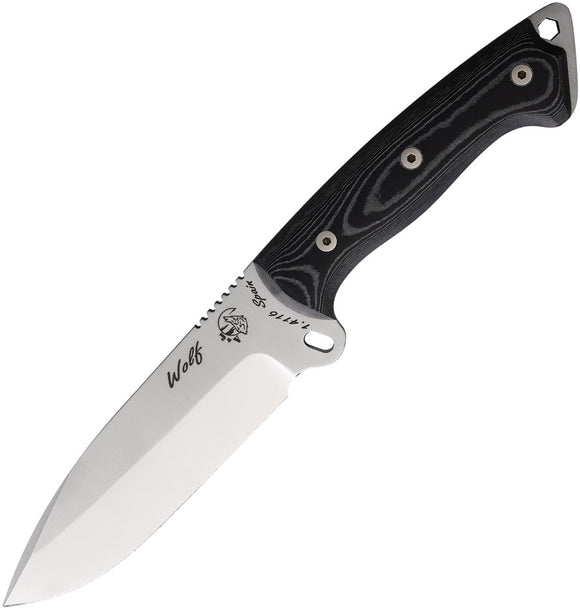 J&V Adventure Knives Wolf Black Micarta Stainless Fixed Blade Knife 1407M