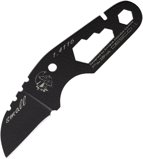 J&V Adventure Knives SMALL Black Stainless Steel Fixed Blade Knife 1435N