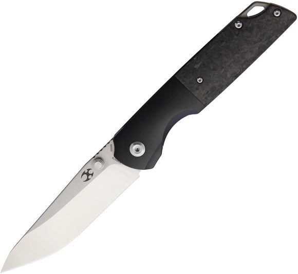 Kansept Knives Warrior Framelock Black and Carbon Fiber Folding Knife 1005T6