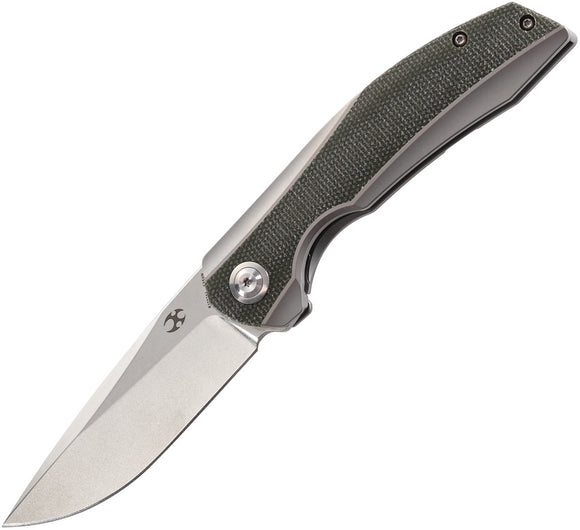Kansept Knives Accipiter Framelock Titanium/Green Micarta Folding Knife 1007A1