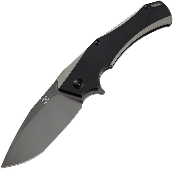 Kansept Knives Hellx Framelock Black/Silver Titanium Folding S35VN Knife 1008A2