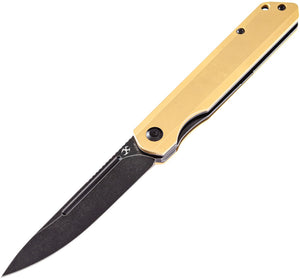 Kansept Knives Prickle Linerlock Brass Folding CPM-S35VN Pocket Knife 1012B1  -On Sale