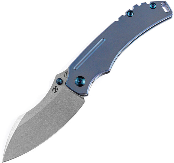 Kansept Knives Pelican EDC Knife Framelock Blue Titanium Folding DP S35VN 1018A6