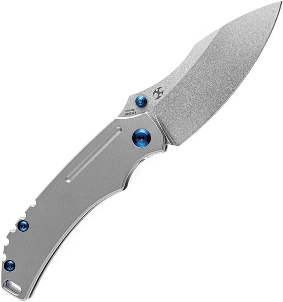 Kansept Knives Pelican EDC Knife Left Handed Gray Titanium Folding S35VN 1018L3
