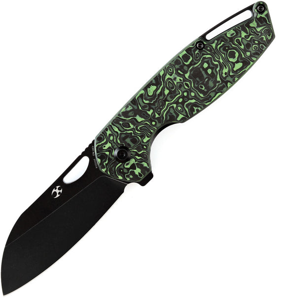 Kansept Knives Model 6 Linerlock Green Carbon Fiber Folding 20CV Knife 1022A5