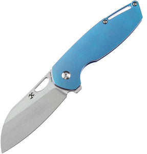 Kansept Knives Model 6 Framelock Blue Titanium Folding CPM-S35VN Knife 1022B6