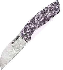 Kansept Knives Convict Framelock Titanium Folding Damascus Pocket Knife 1023W1