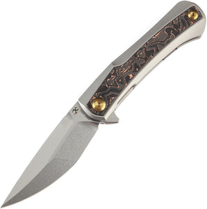 Kansept Knives Kratos Framelock Titanium & Copper CF Folding S35VN Knife 1024A7