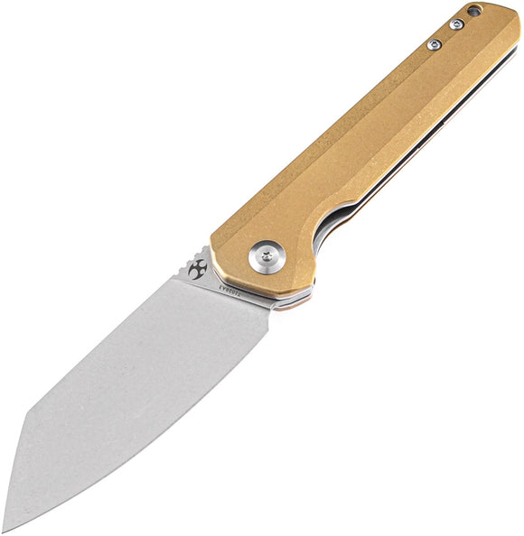 Kansept Knives Bulldozer Pocket Knife Linerlock Brass Folding CPM-S35VN 1028C1