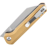 Kansept Knives Bulldozer Pocket Knife Linerlock Brass Folding CPM-S35VN 1028C1